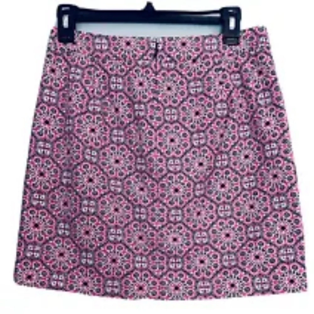 J Crew Floral Print mini Skirt Basketweave Lined Excellent Condition size 4 $70